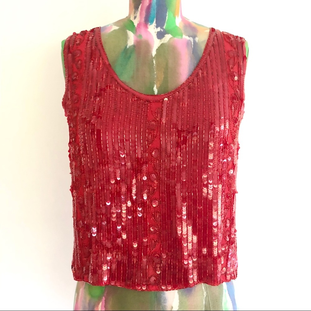 Glamorous Red Sequin Crop Top